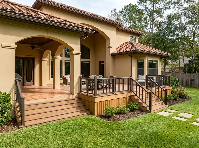 450 sq ft Natural cedar Composite Mediterranean deck
