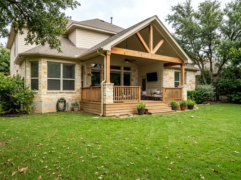 200 sq ft Limestone Wood Craftsman deck