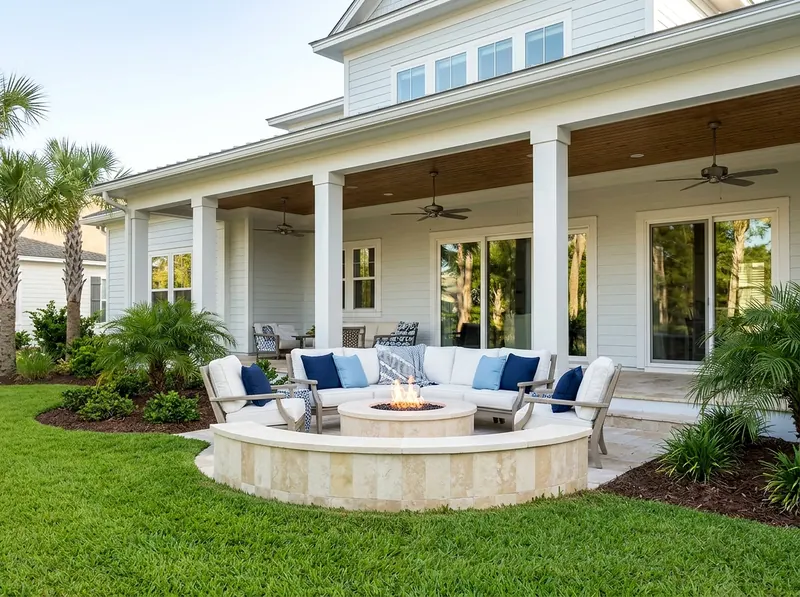 Compact Limestone Gas Coastal fire pit