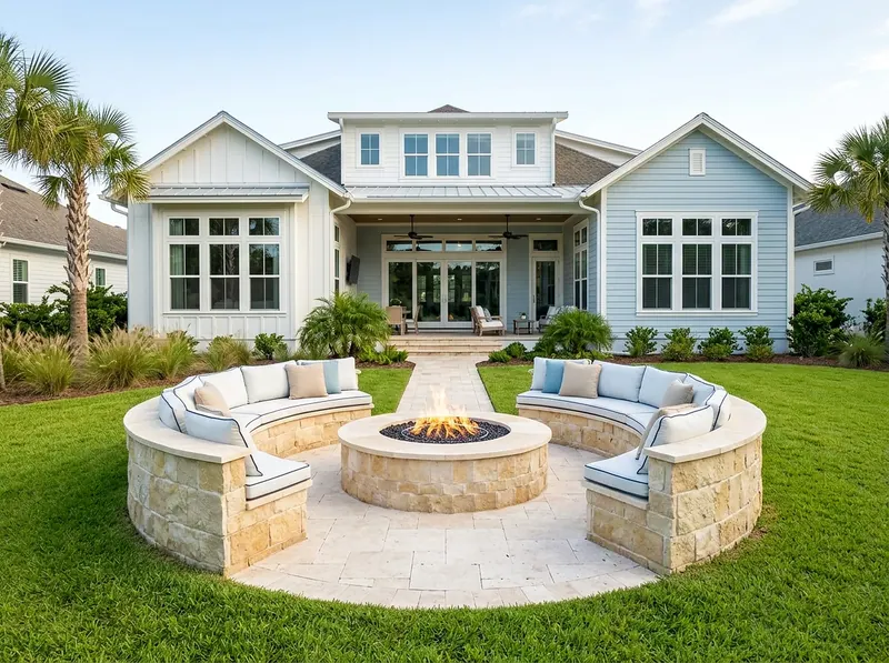 Compact Limestone Gas Coastal fire pit
