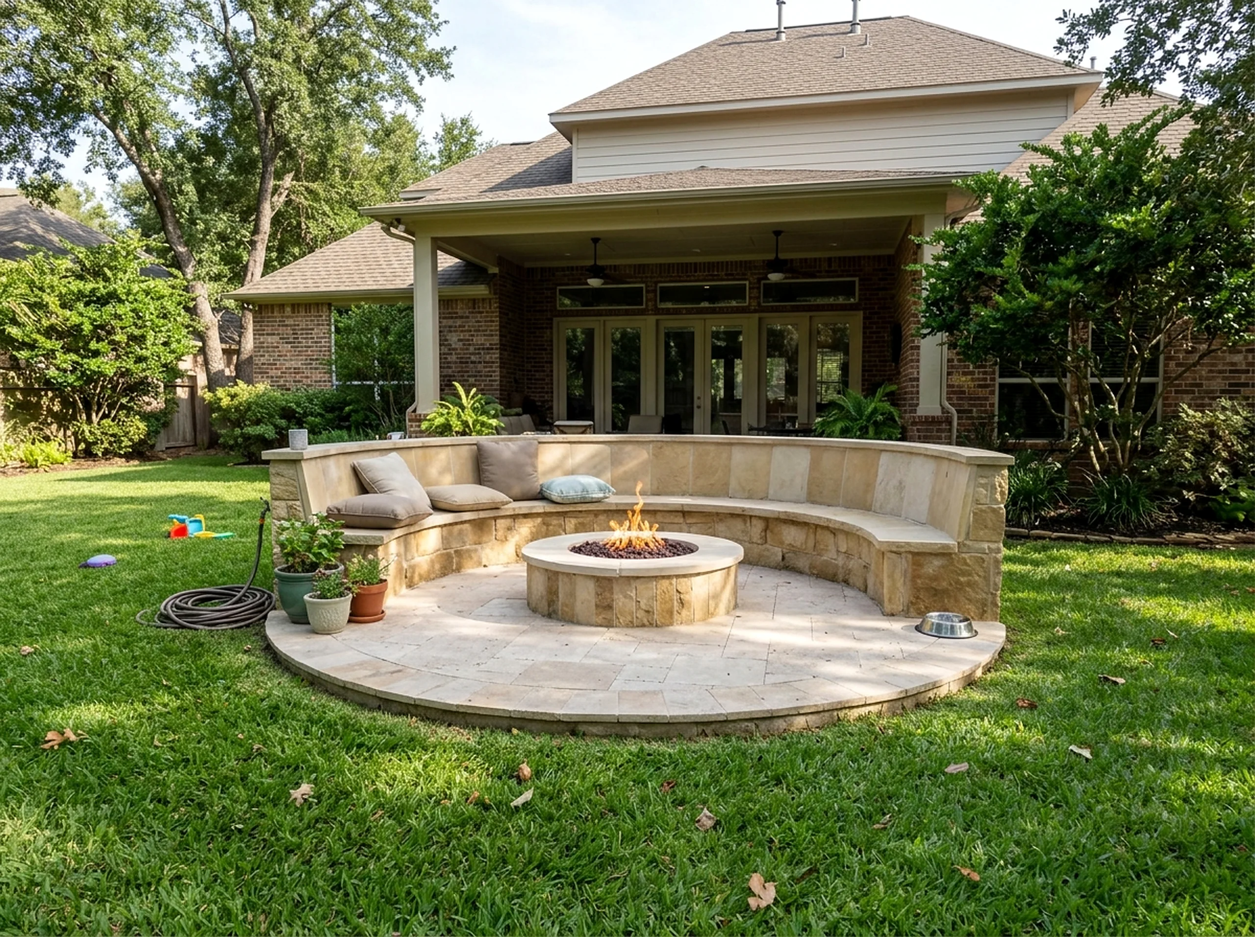 Compact Limestone Gas Luxury Resort fire pit