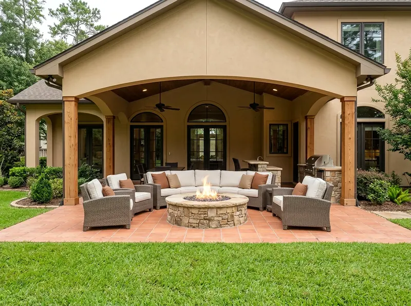 Large Natural cedar Gas Mediterranean fire pit