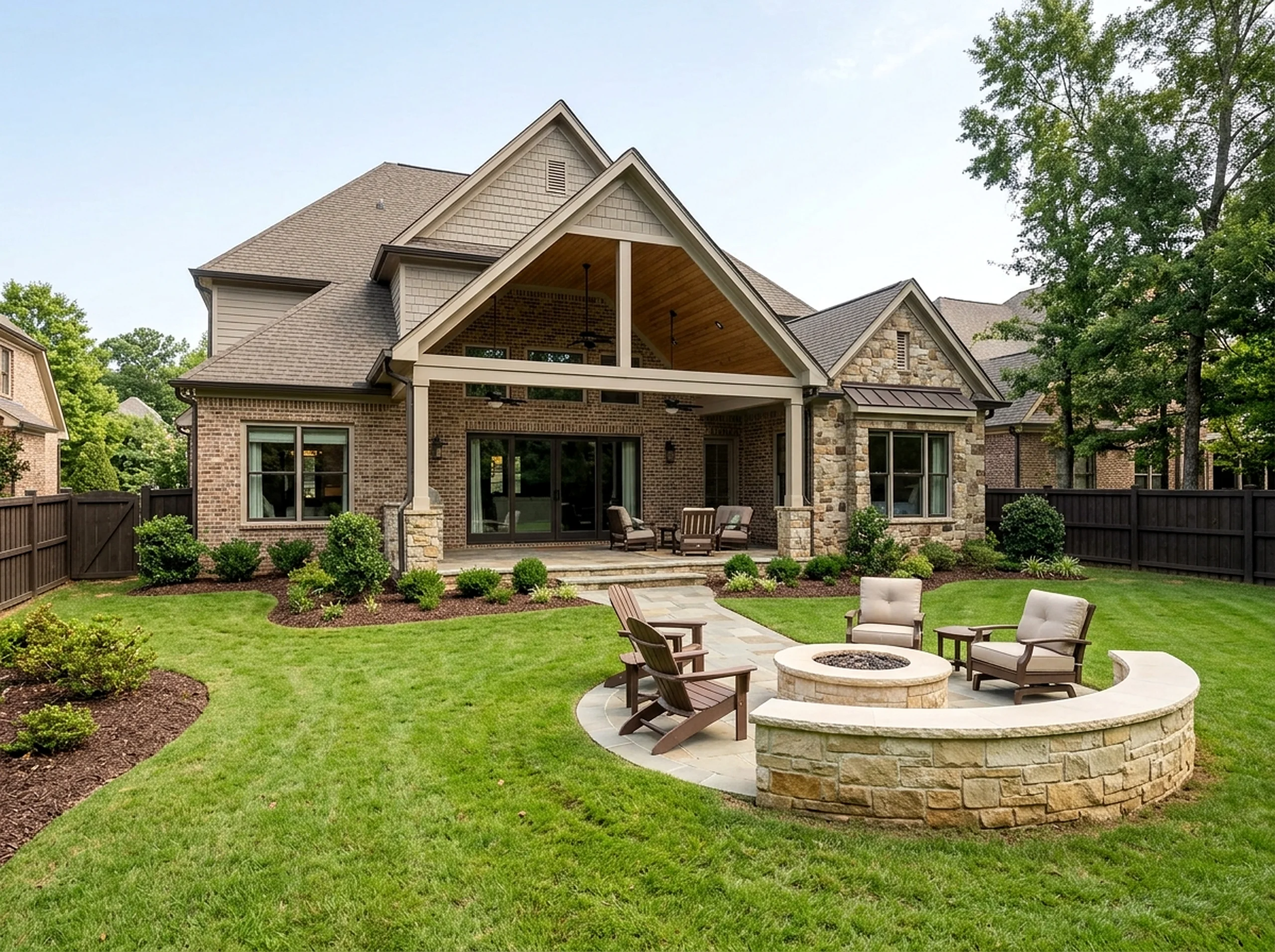 Compact Limestone Masonry Luxury Resort fire pit