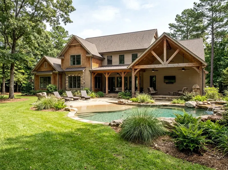 Large yard Natural cedar Naturi Rustic naturi lagoon