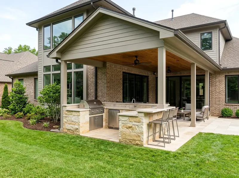 8 linear ft Limestone Kitchen Modern outdoor kitchen