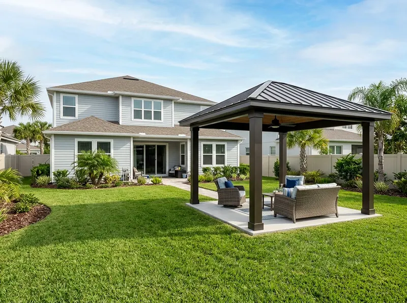 10×12 ft Charcoal Aluminum Coastal Hip Freestanding patio cover