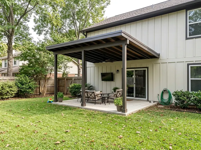 10×12 ft Charcoal Aluminum Modern Farmhouse Flat / shed Attached patio cover