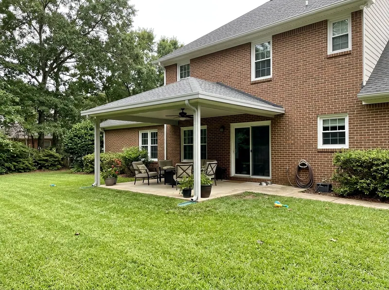 10×12 ft White Aluminum Traditional Hip Attached patio cover