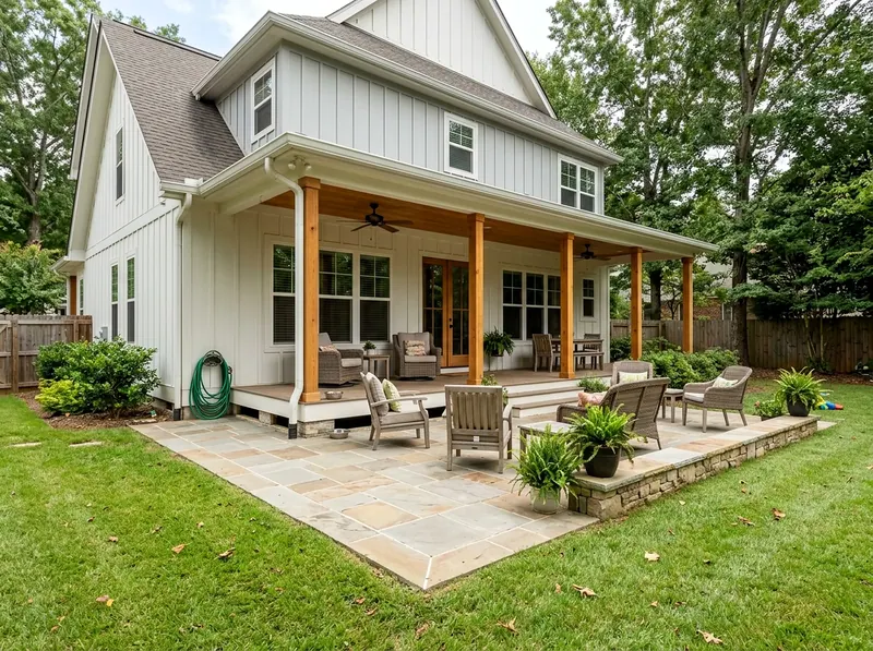 400 sq ft White Natural stone Farmhouse pavers & patio