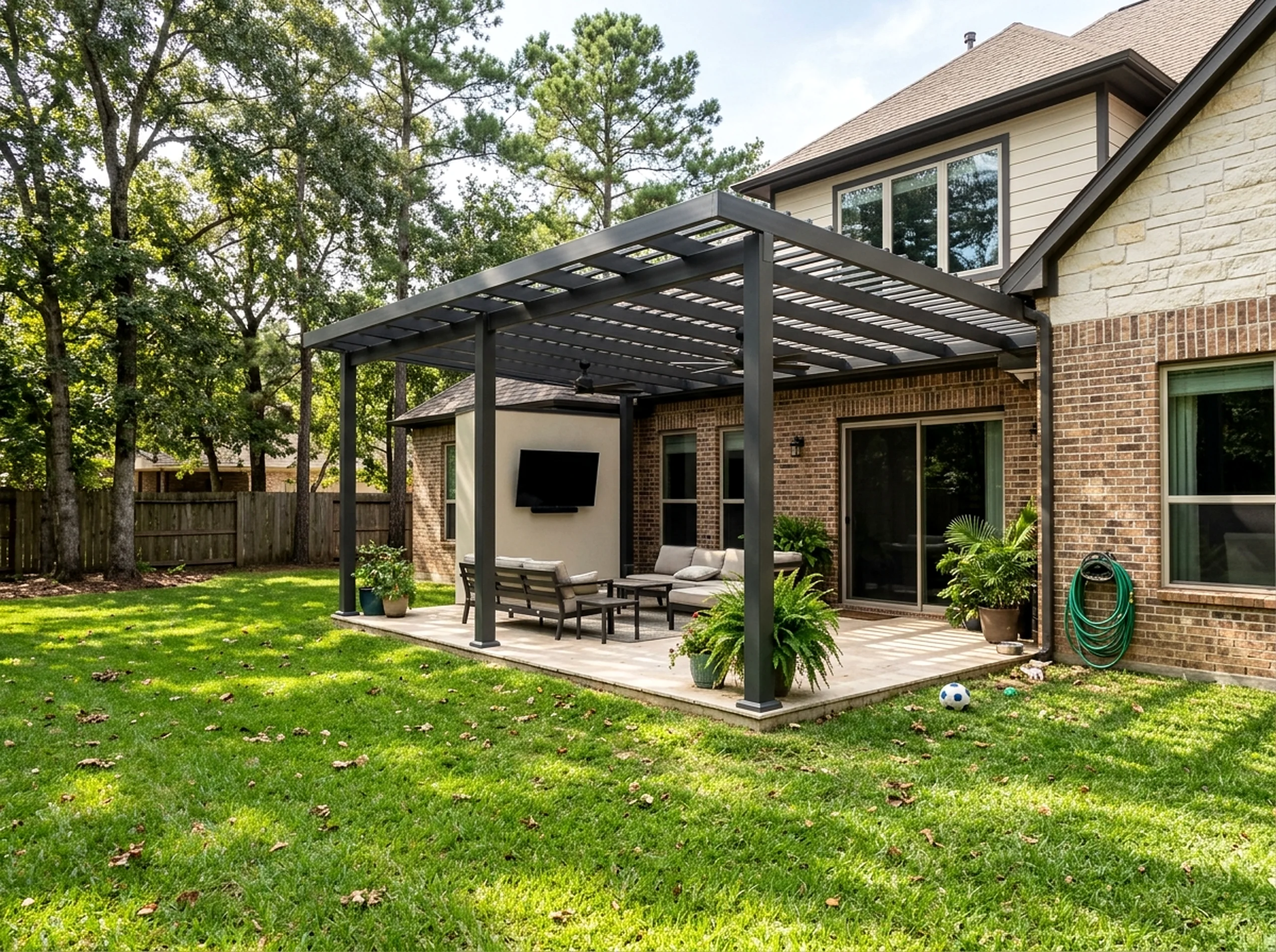 120 sq ft Limestone Aluminum Modern Open pergola