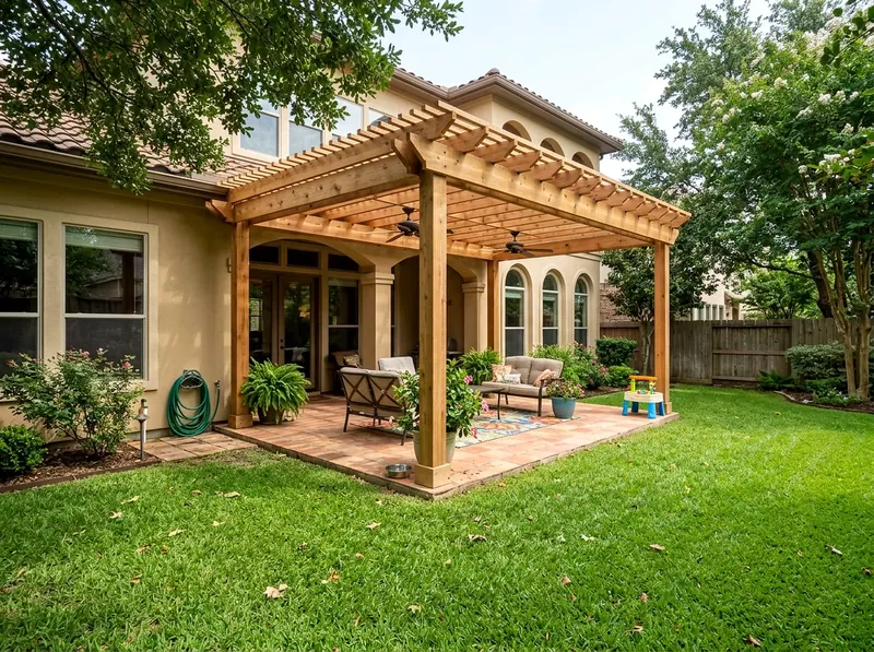 300 sq ft Natural cedar Cedar Mediterranean Open pergola