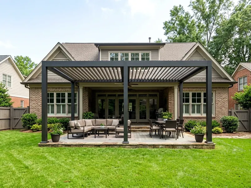 120 sq ft Charcoal Louvered Modern Louvered pergola