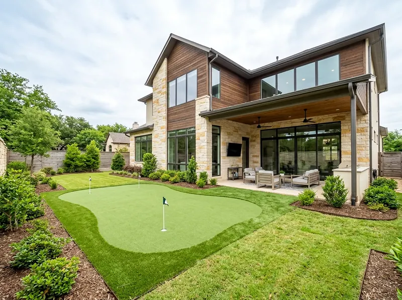 200 sq ft Limestone Putting green Modern putting green