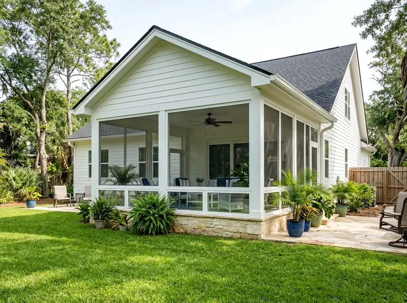 120 sq ft Limestone Four-season Coastal sunroom