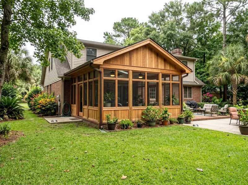 220 sq ft Natural cedar Three-season Tropical sunroom