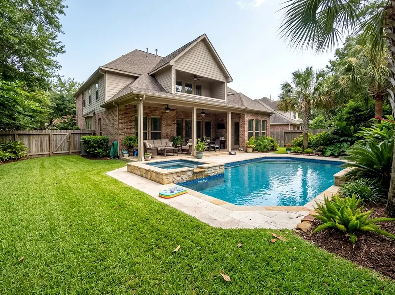 Large yard Limestone Standard liner Tropical vinyl liner pool