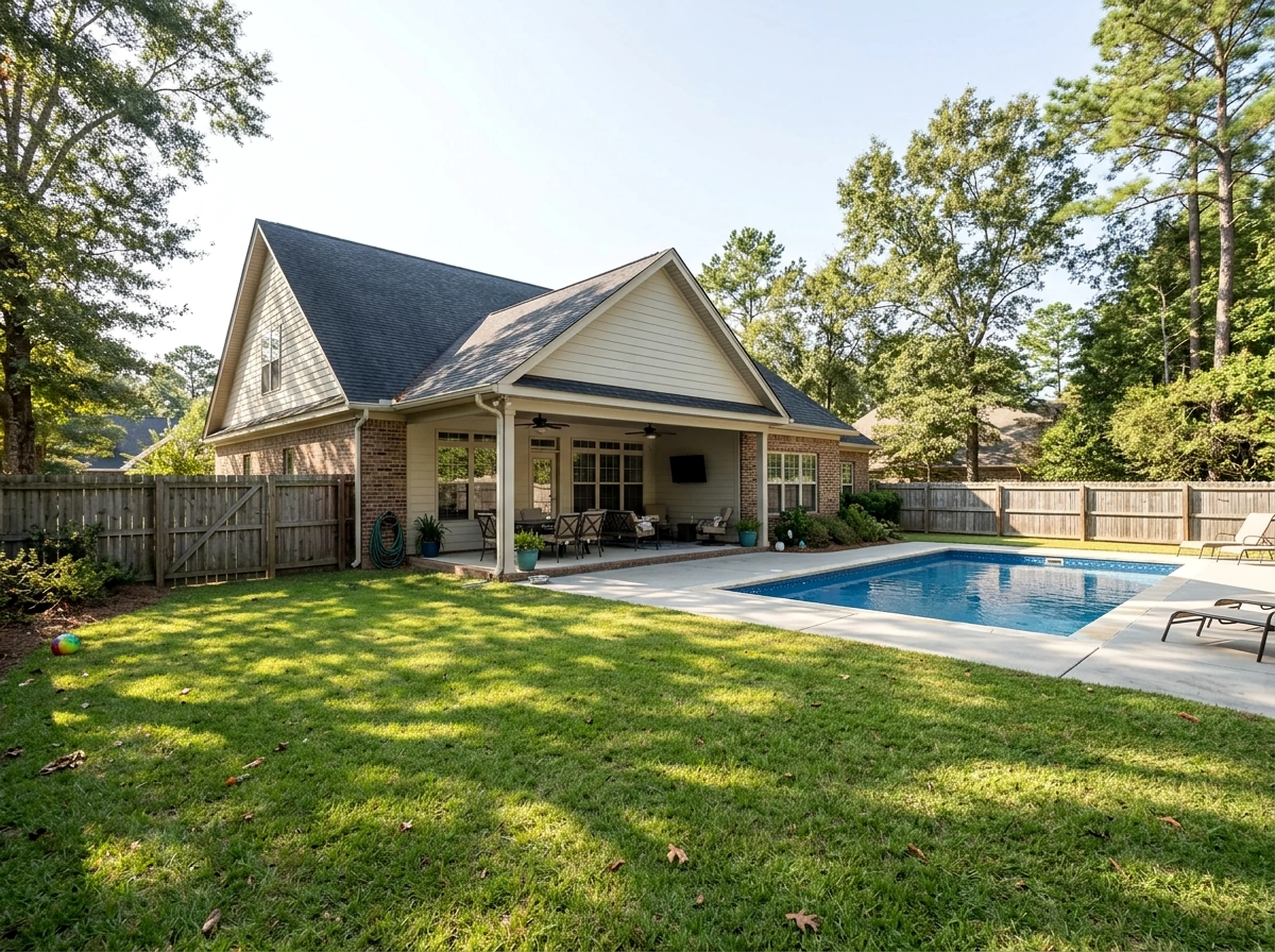 Smaller yard Limestone Value liner Luxury Resort vinyl liner pool