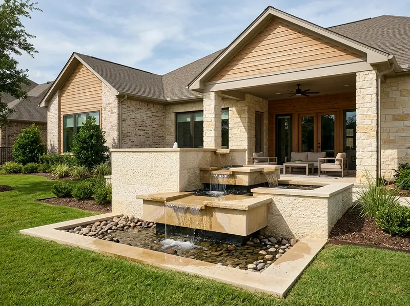 Compact Limestone Fountain Modern water feature
