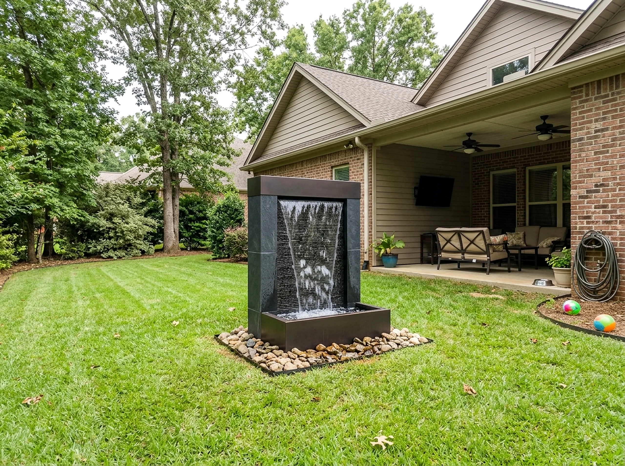 Compact Charcoal Waterfall Modern water feature